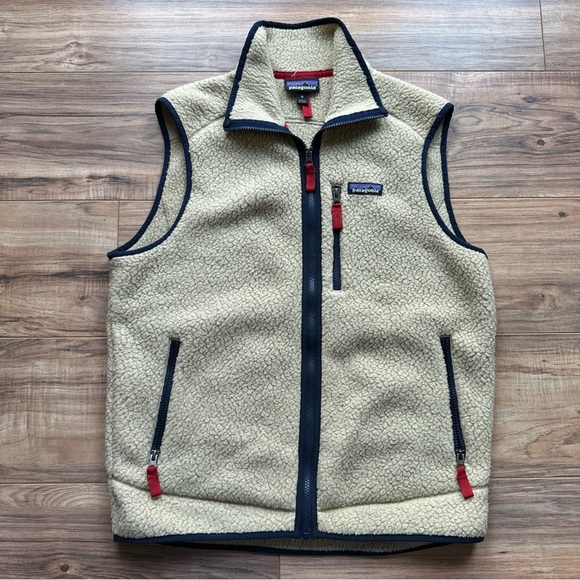 Patagonia Retro Pile Fleece Full Zip Sherpa Vest El Cap Khaki